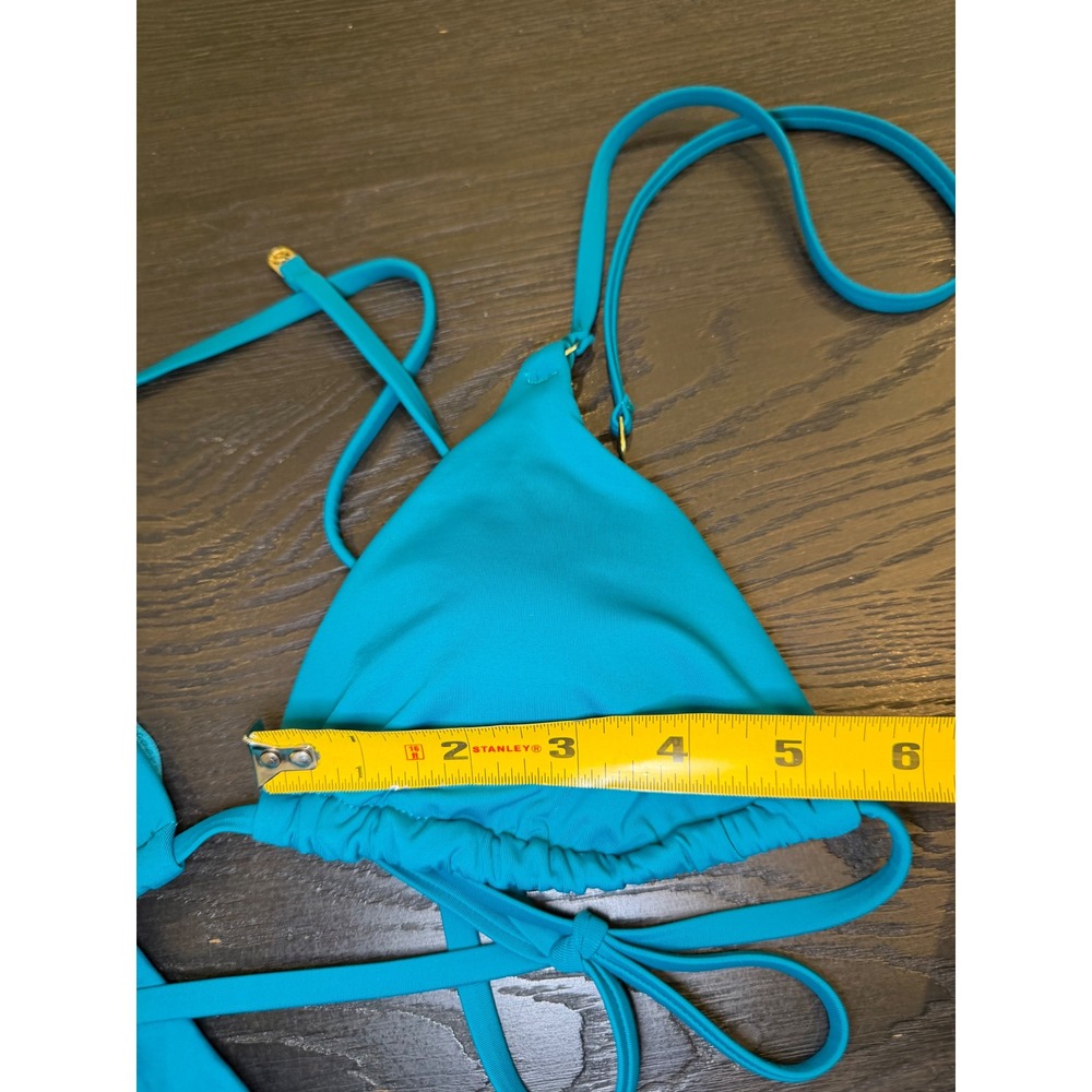 Victorias Secret Turquoise Blue‎ Triangle Bikini Top High Waist Ruched Bottom XS - Picture 9 of 9